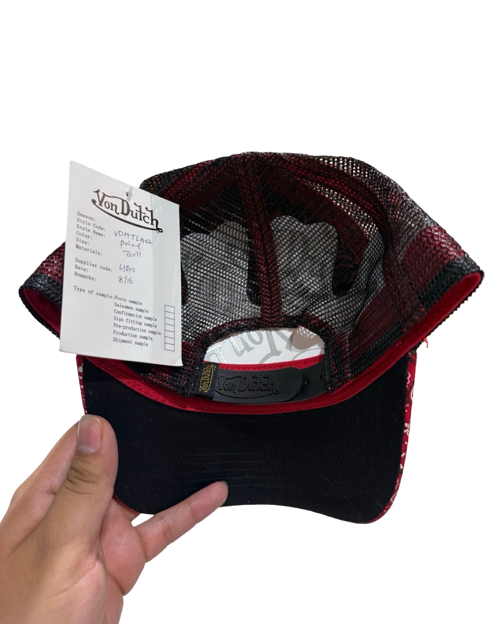 Von Dutch Red Paisley Print Sample Trucker Hat