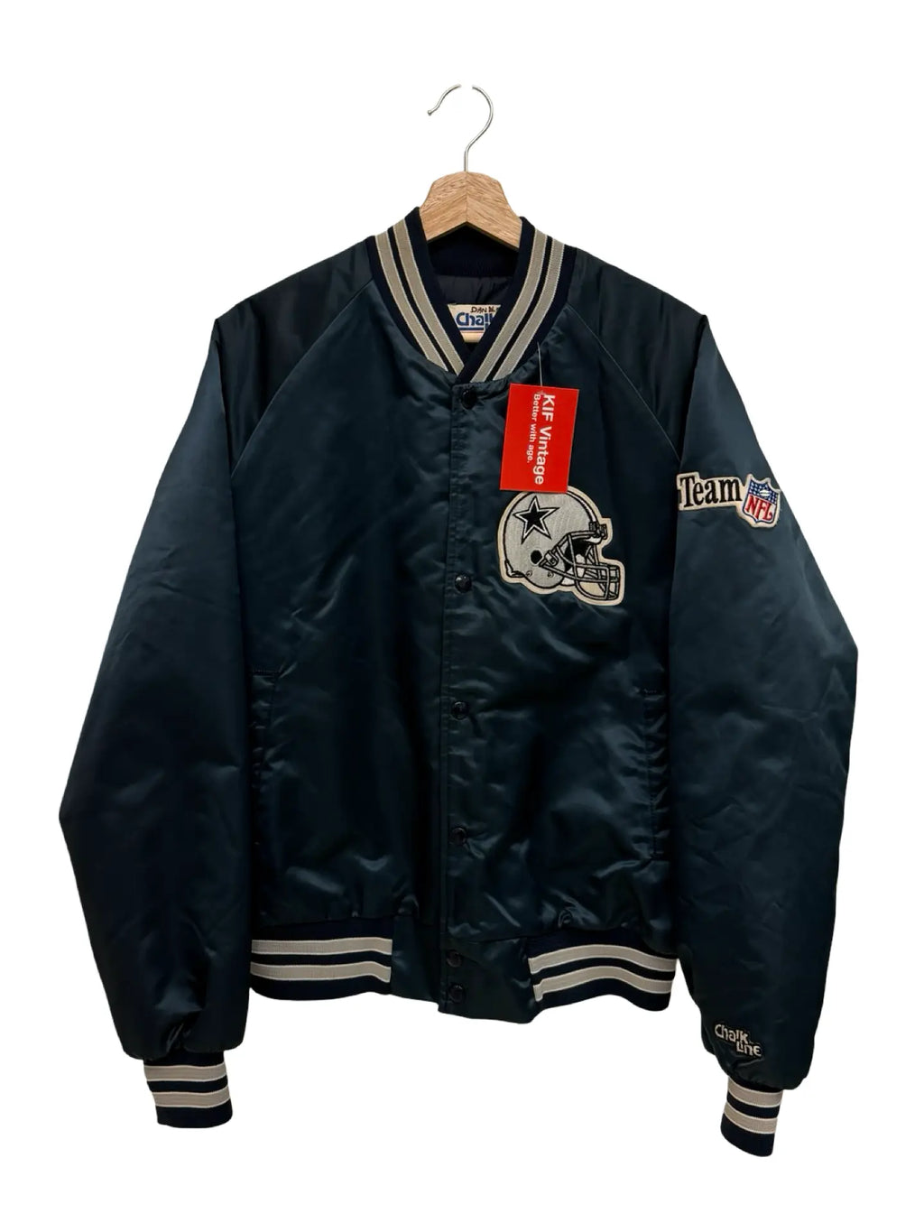 Vintage 90s Dallas Cowboys Satin Chalkline Team NFL Jacket KIF Vintage