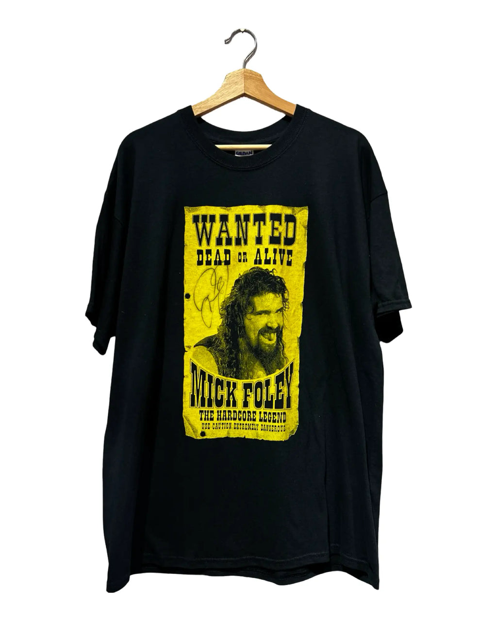 Vintage WWE Mick Foley Wanted Signed Tee KIF Vintage