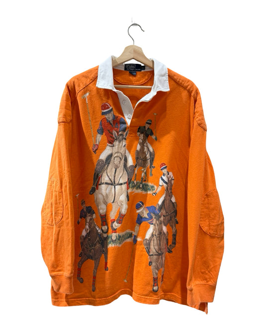Vintage Polo Ralph Lauren Five Horsemen Orange L/S Rugby Shirt