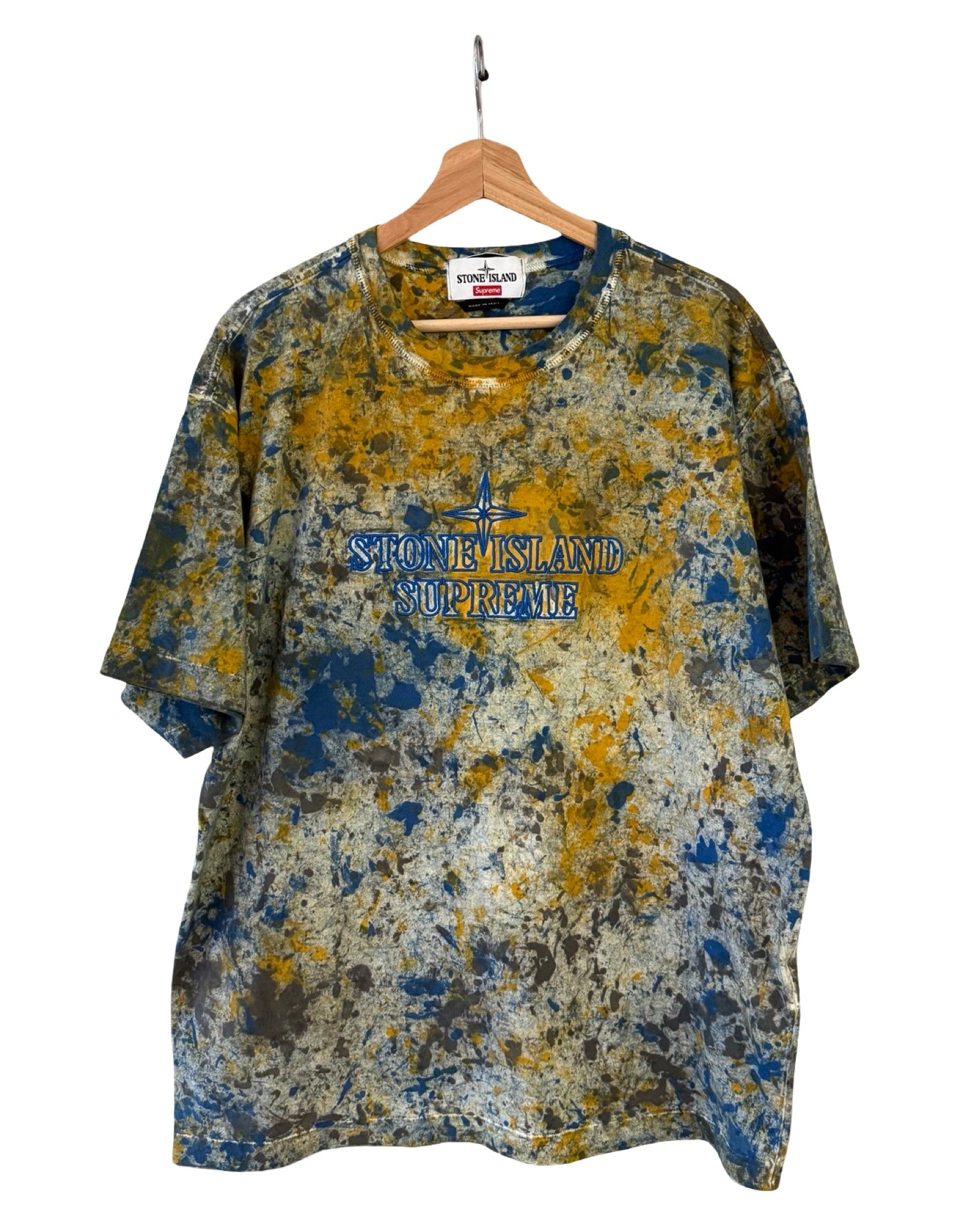 FW20 Supreme x Stone Island Acid Wash Blue Tee