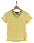 Womens Vintage Ralph Lauren Sport Yellow Green V Neck Tee
