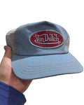 Gorra trucker Von Dutch y2k azul burdeos vintage con cierre a presión