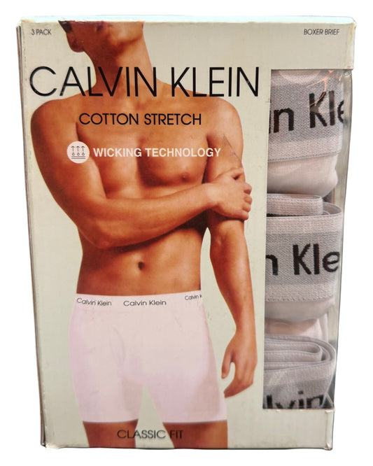 New Calvin Klein 3-Pack White Cotton Classic Boxer Briefs
