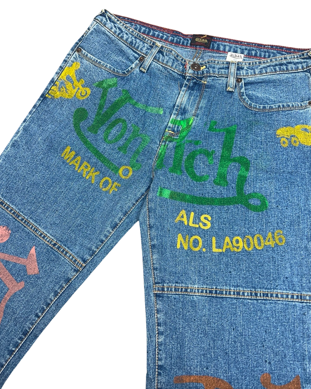 W 9 / M 29 Vintage Von Dutch Sample Big Print Jeans