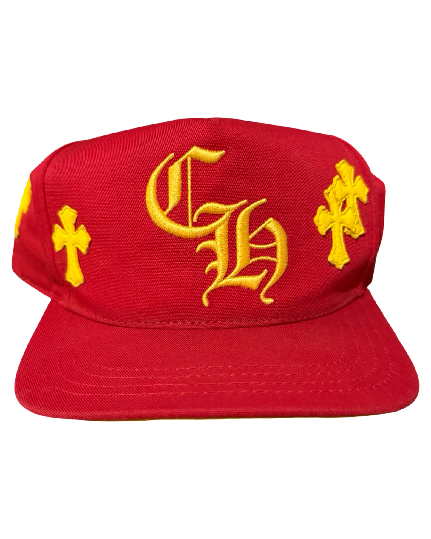 Chrome Hearts Red & Yellow Multi Leather Cross Hat