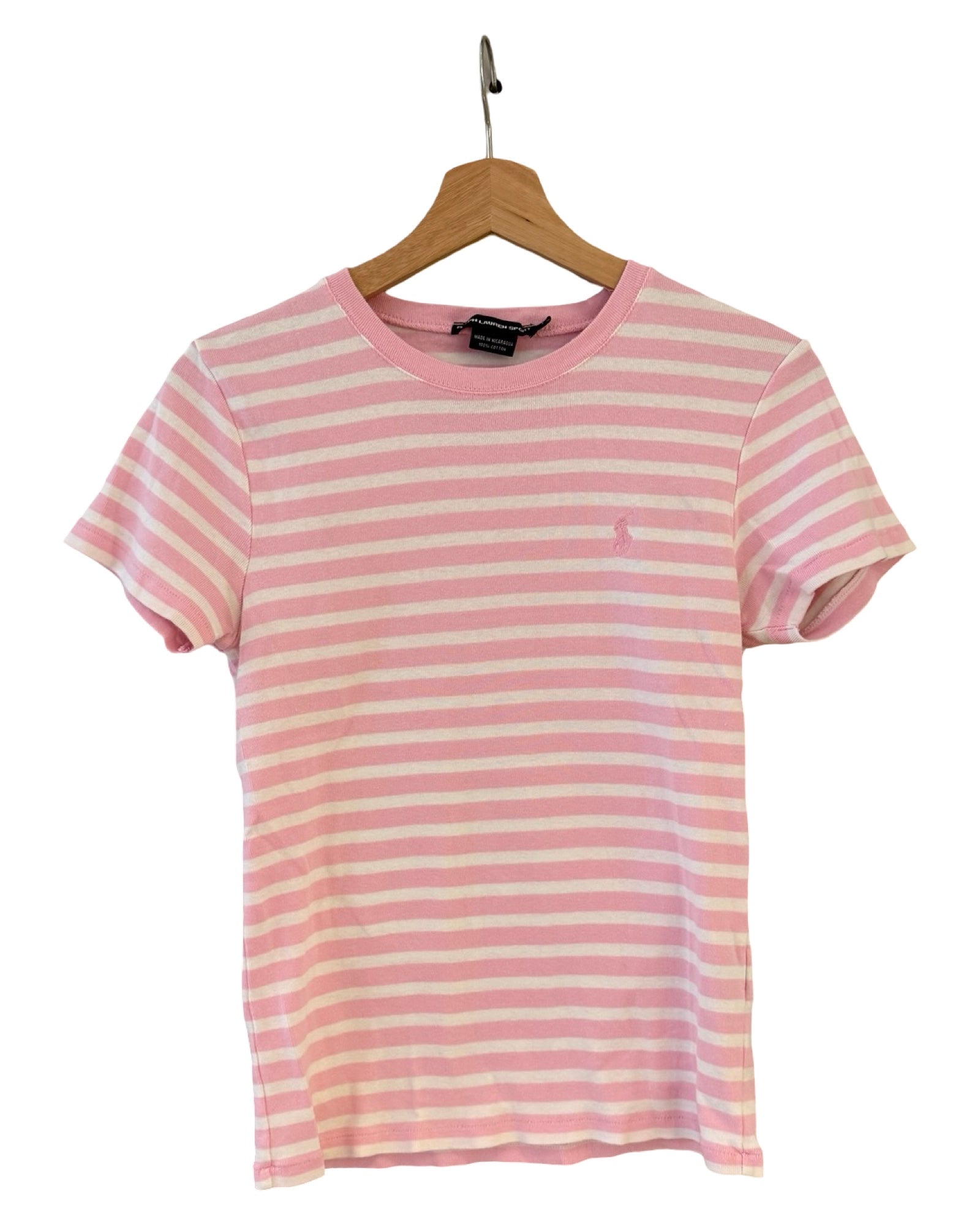 レディース ビンテージ ポロ ラルフローレン スポーツ ストライプ ピンク Tシャツ