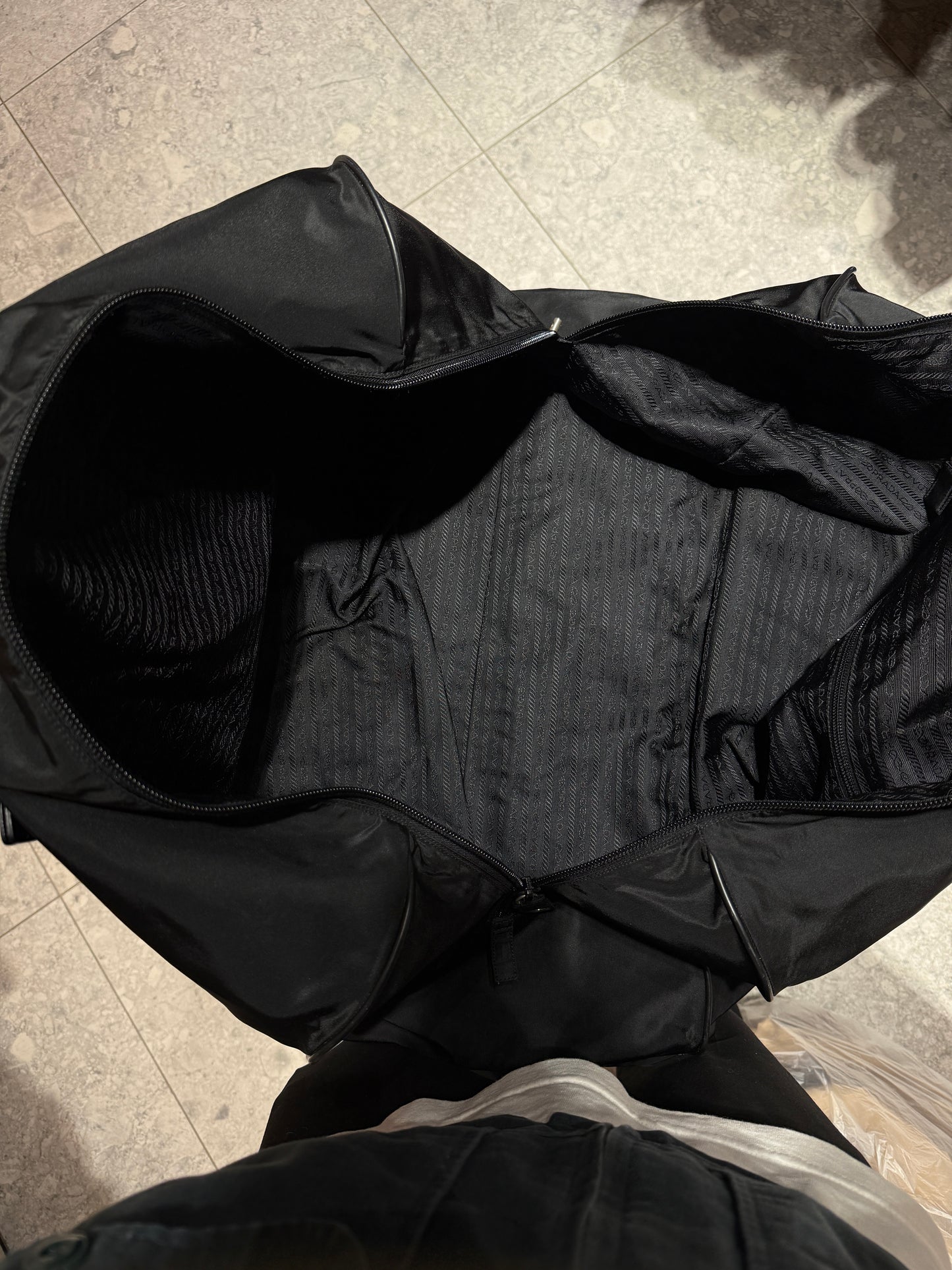 Vintage Prada Nero Nylon Duffle Bag