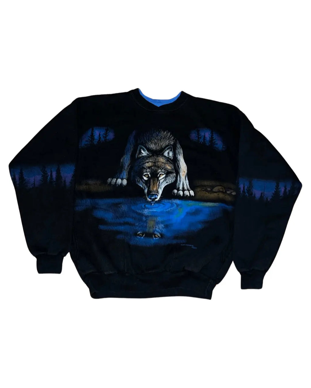 Vintage 90s Wolf All Over Print Crewneck KIF Vintage