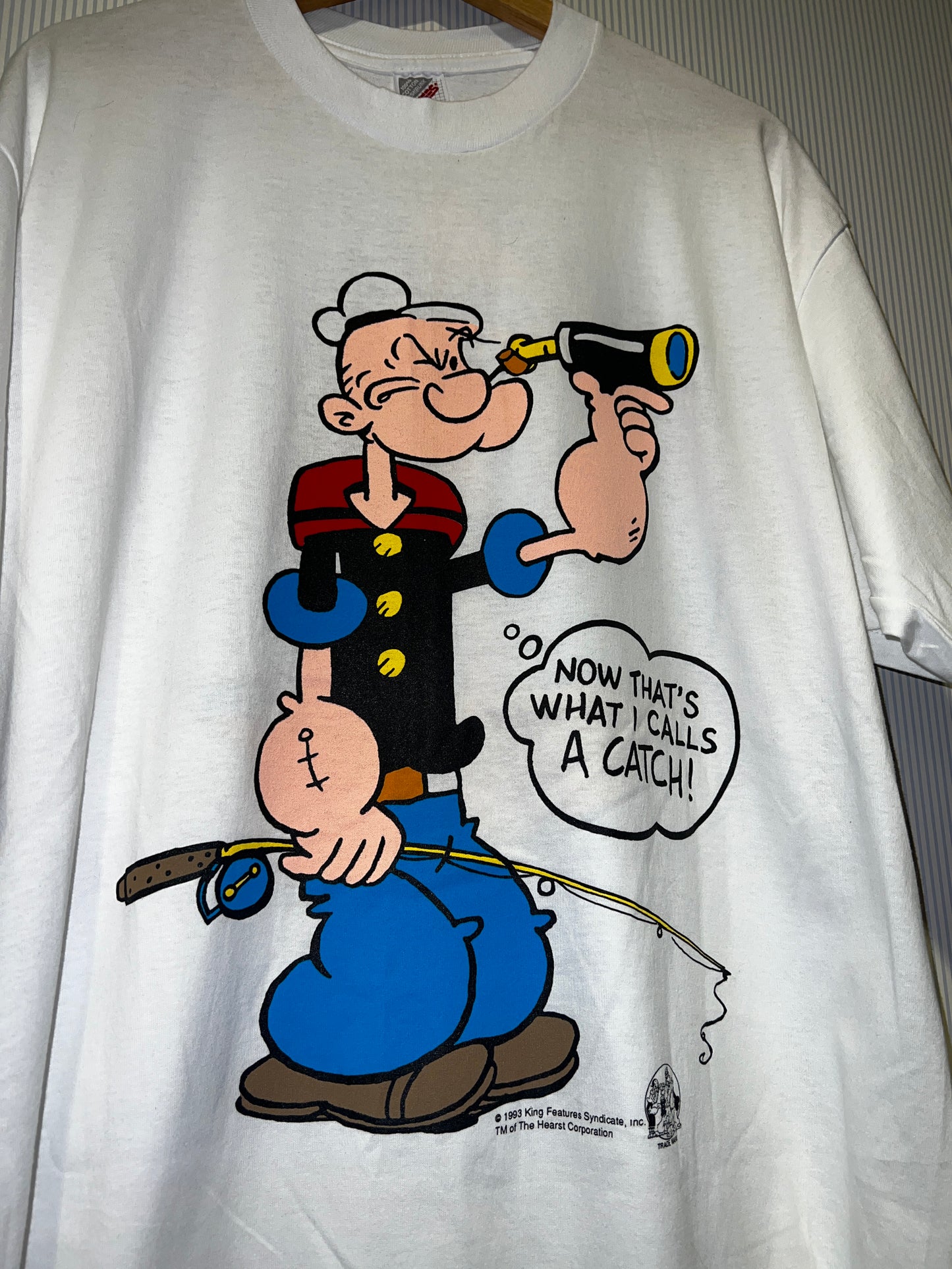 Vintage 1993 Popeye Catch Double Sided Tee