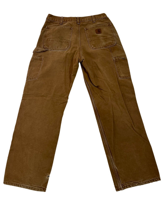 32 x 32 Vintage Carhartt Tan Flannel Lined Pants