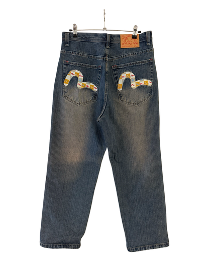 Vintage 00s Evisu Checkerboard Baggy Denim Jeans 32