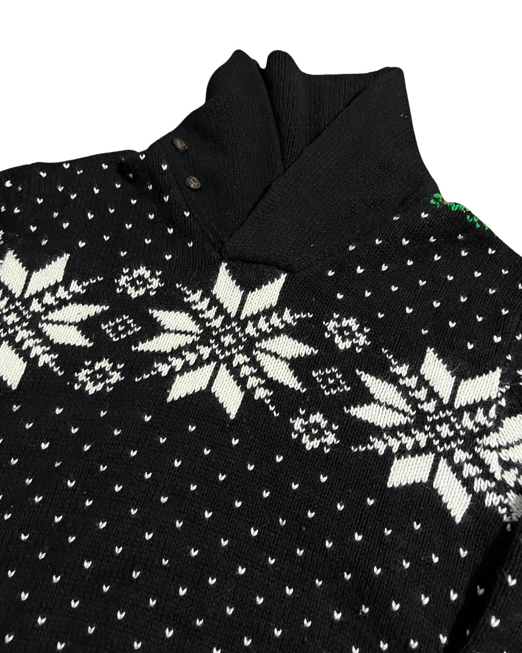 Vintage Polo Ralph Lauren Black Green Snowflake Sweater KIF Vintage