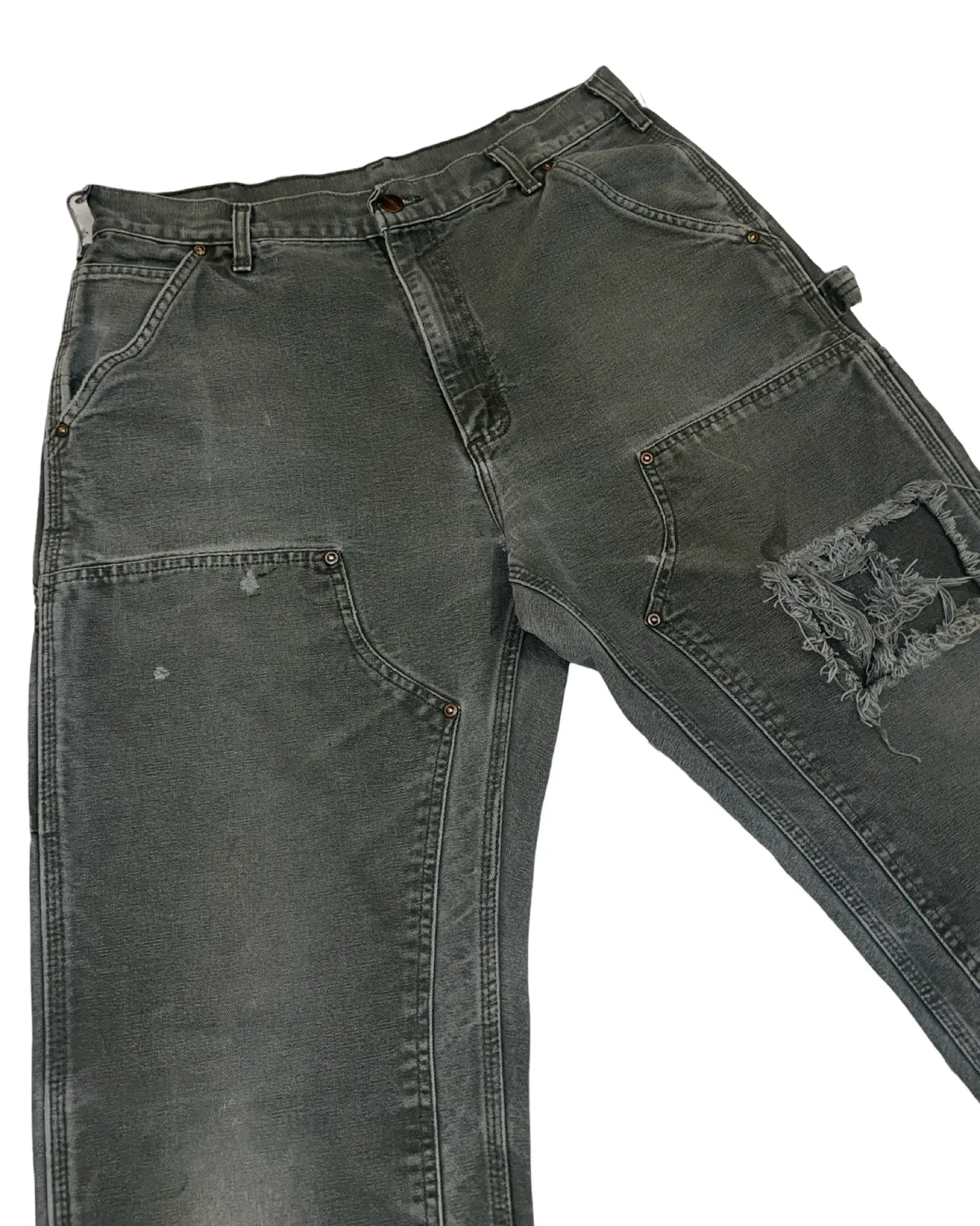 34 x 32 Vintage 90s Carhartt Washed Olive Double Knee Pants KIF Vintage