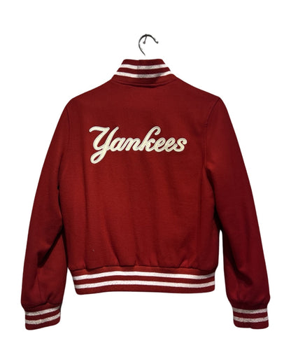 Vintage 90s New York Yankees Red Wool Varsity Jacket