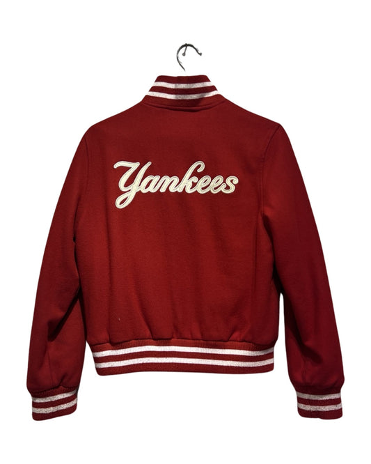 Vintage 90s New York Yankees Red Wool Varsity Jacket