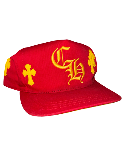 Chrome Hearts Red & Yellow Multi Leather Cross Hat
