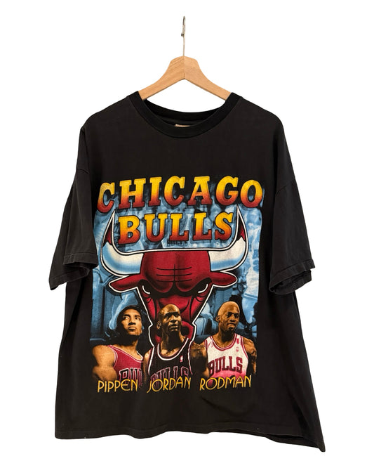 Vintage 1996 Chicago Bulls Jordan Pippen Rodman Rap Tee