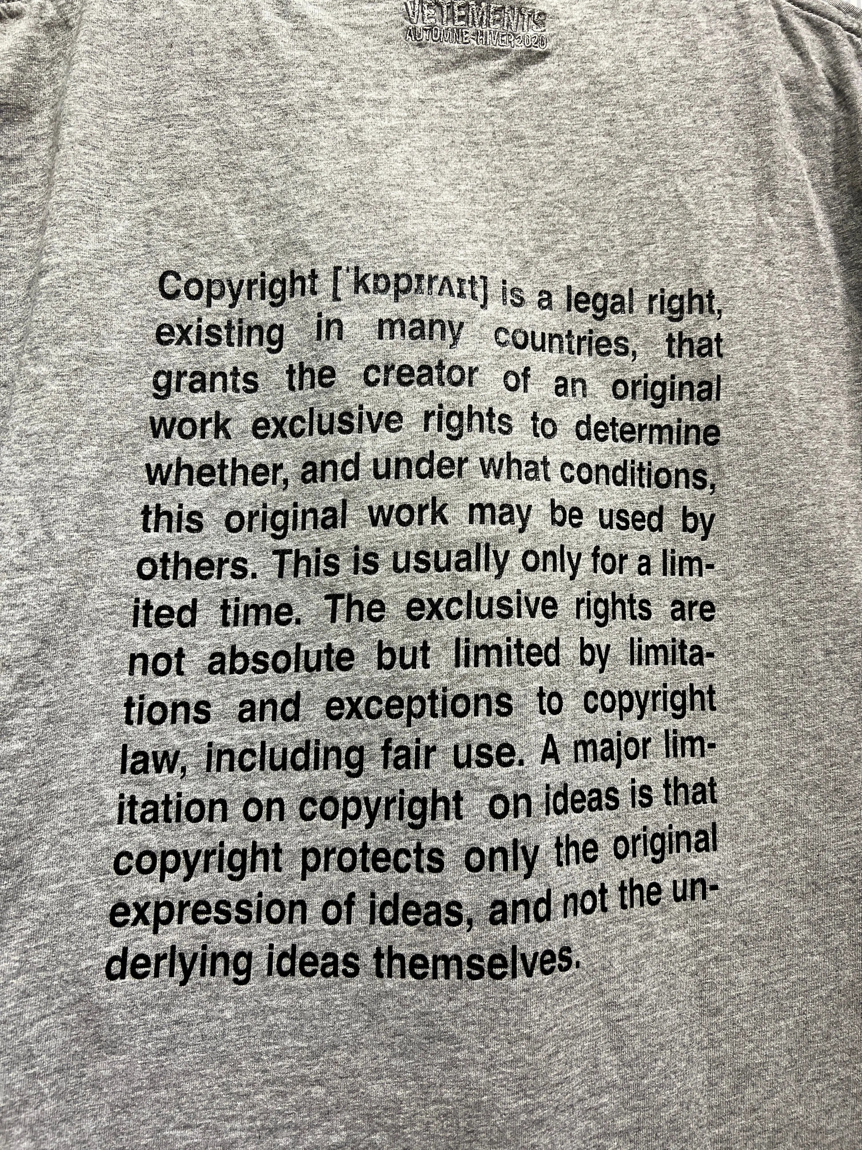 Archive FW/20 Vetements Copyright Tee KIF Vintage
