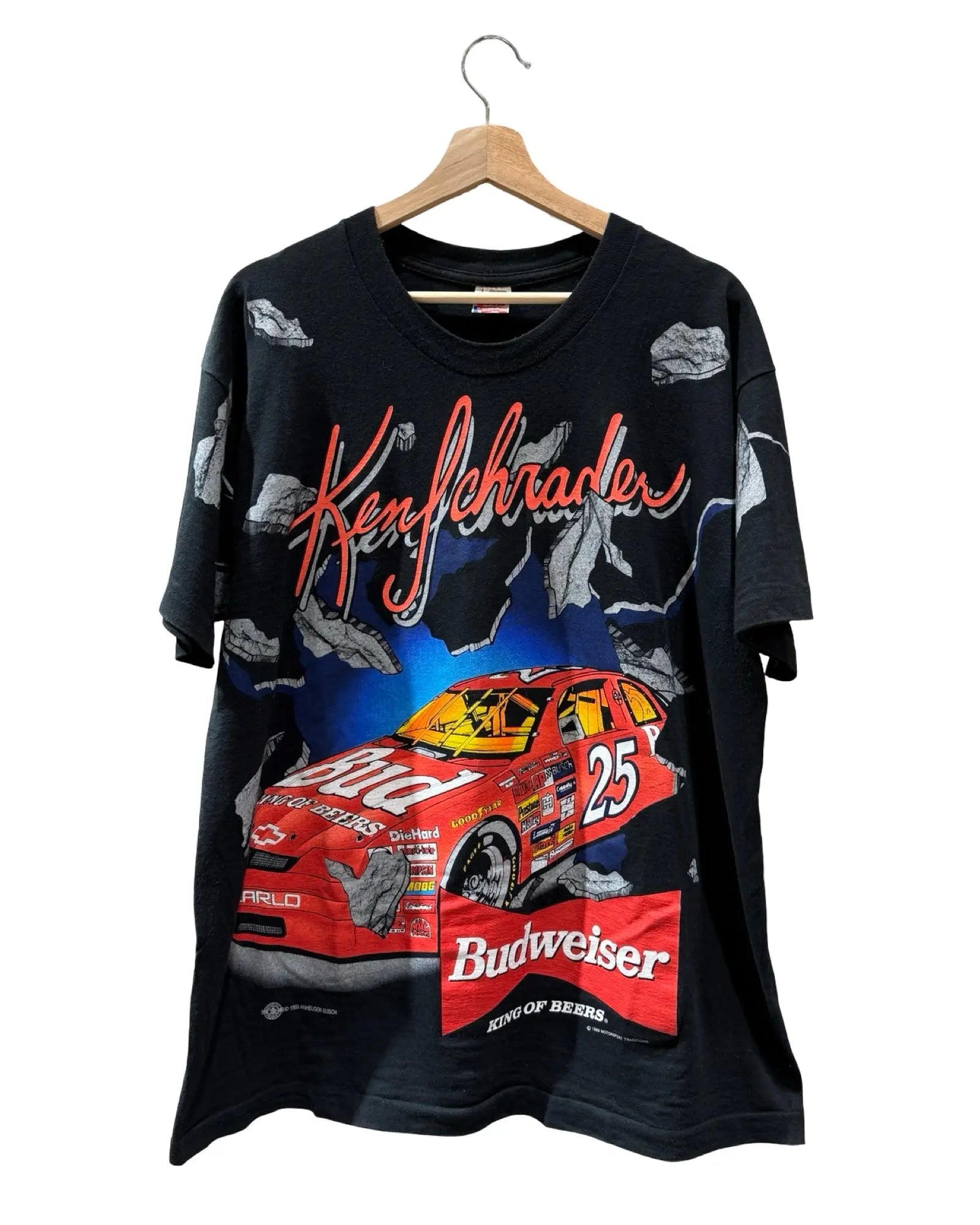 Vintage 1995 Budweiser Nascar Ken Schrader Tee KIF Vintage