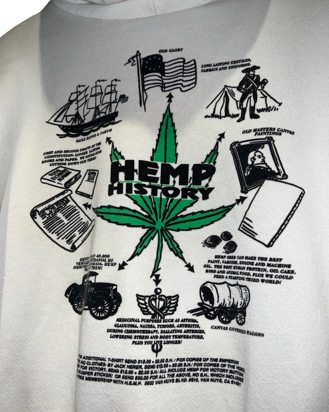 Vintage 1995 HEMP For Victory Marijuana Tour Hoodie