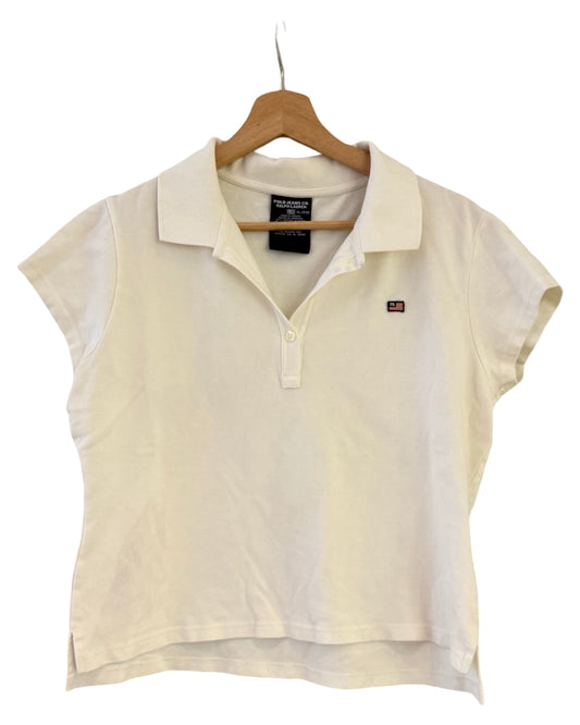 Womens Vintage Polo Ralph Lauren White Flag Shirt