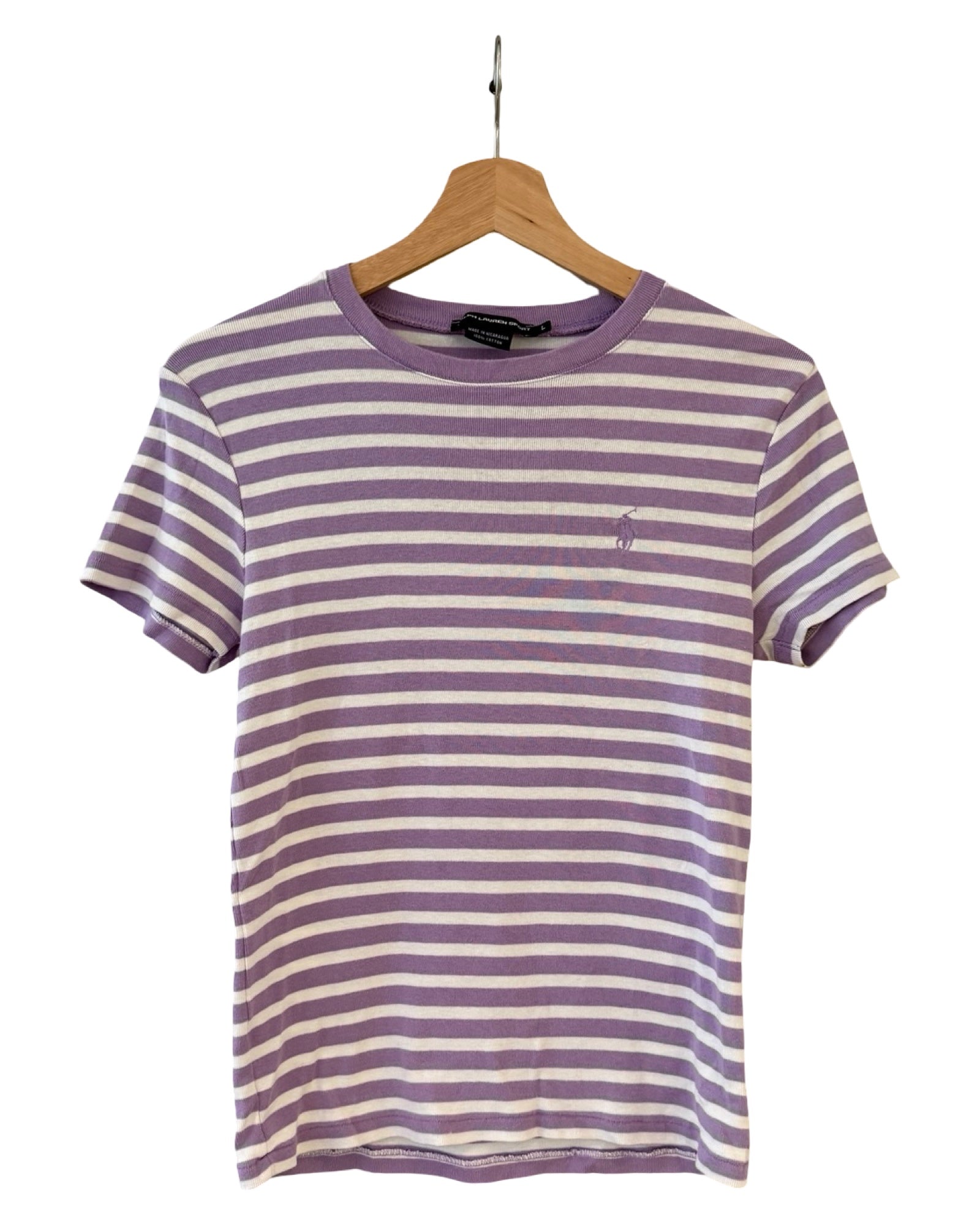レディース ヴィンテージ ポロ ラルフローレン パープル ストライプ Tシャツ