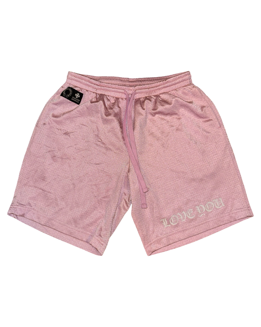 Chrome Hearts Love You Pink Mesh Shorts