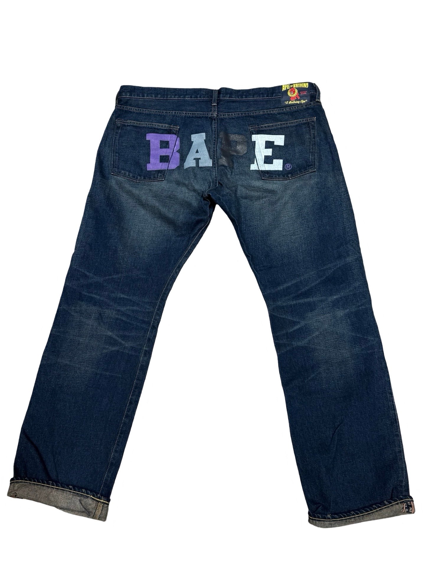 Rare y2k BAPE Human Made Baggy Spellout Jeans size 40