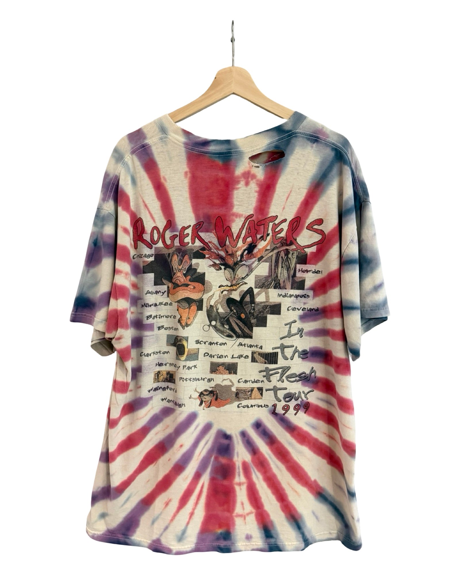 Vintage 1999 Pink Floyd Roger Waters Tie Dye Tour Tee KIF Vintage