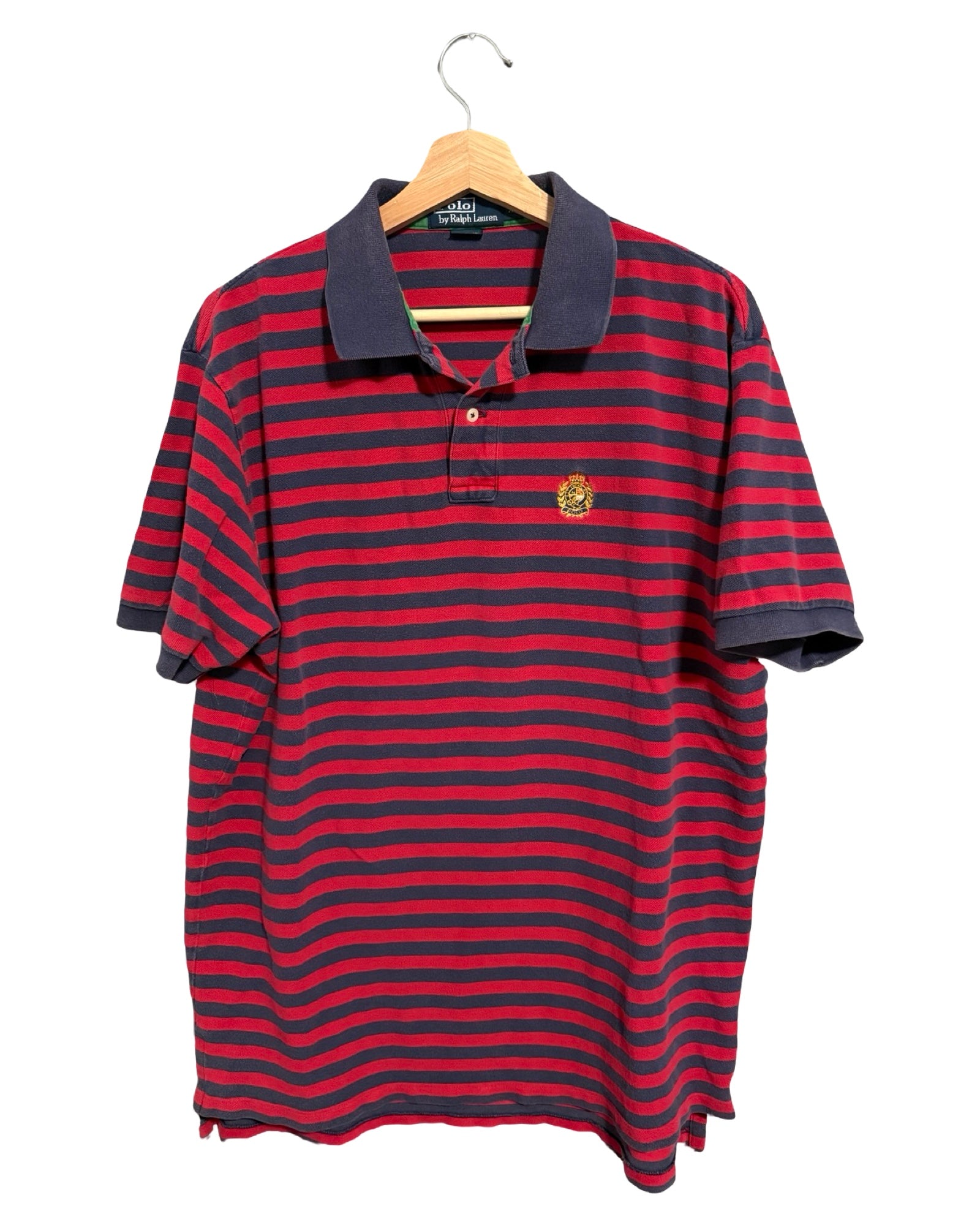 Camisa Vintage de Polo Ralph Lauren con Rayas Rojas y Azules y Emblema
