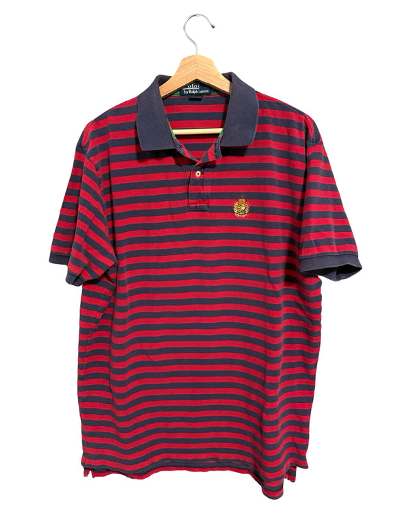 Vintage Polo Ralph Lauren Red Blue Striped Crest Shirt