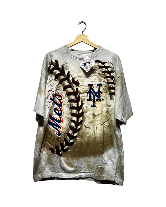 Vintage New York Mets All Over Print MLB Tee