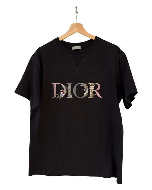 Dior Embroidered Floral Logo Tee