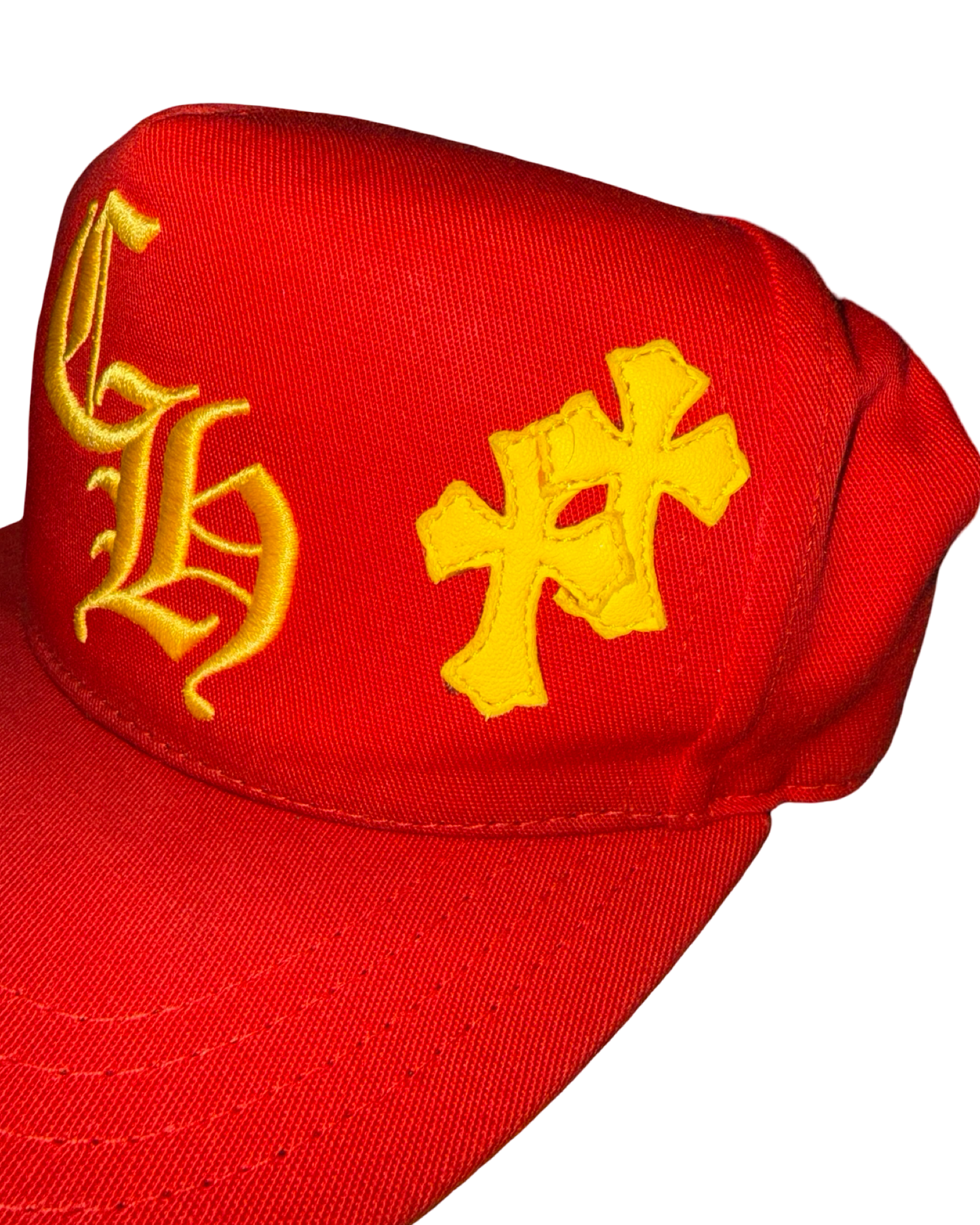 Chrome Hearts Red & Yellow Multi Leather Cross Hat