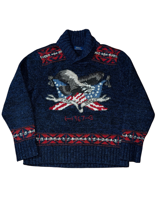 Vintage Ralph Lauren Shawl Eagle Sweater