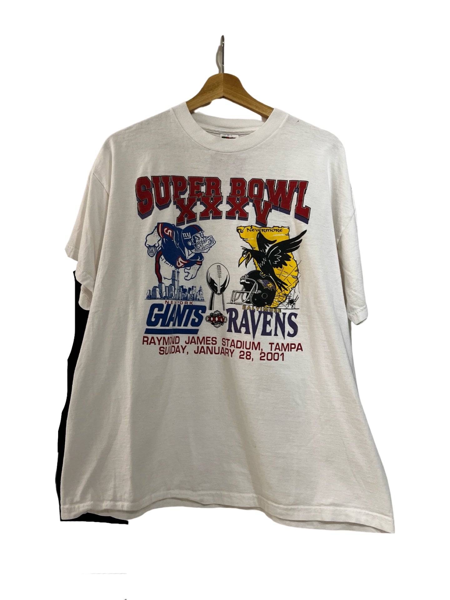 Vintage 2001 Baltimore Ravens vs NY Giants Super Bowl Tee