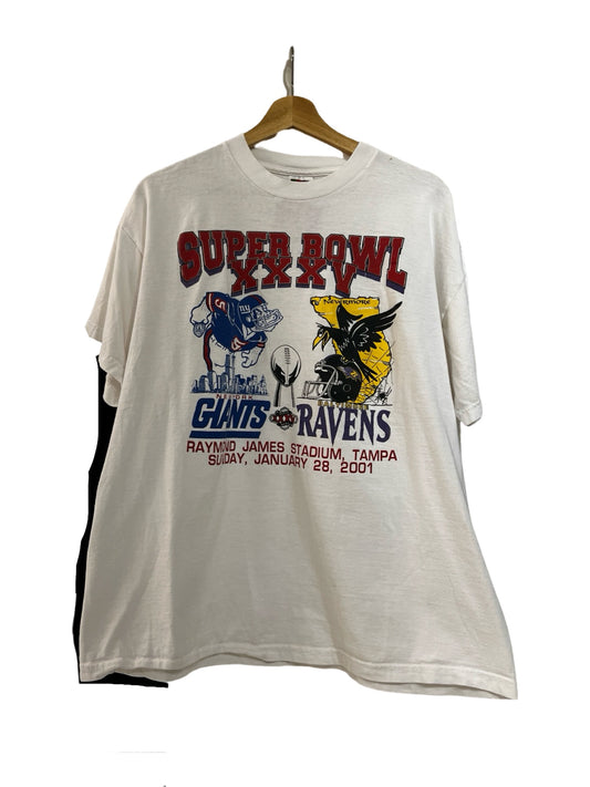 Vintage 2001 Baltimore Ravens vs NY Giants Super Bowl Tee