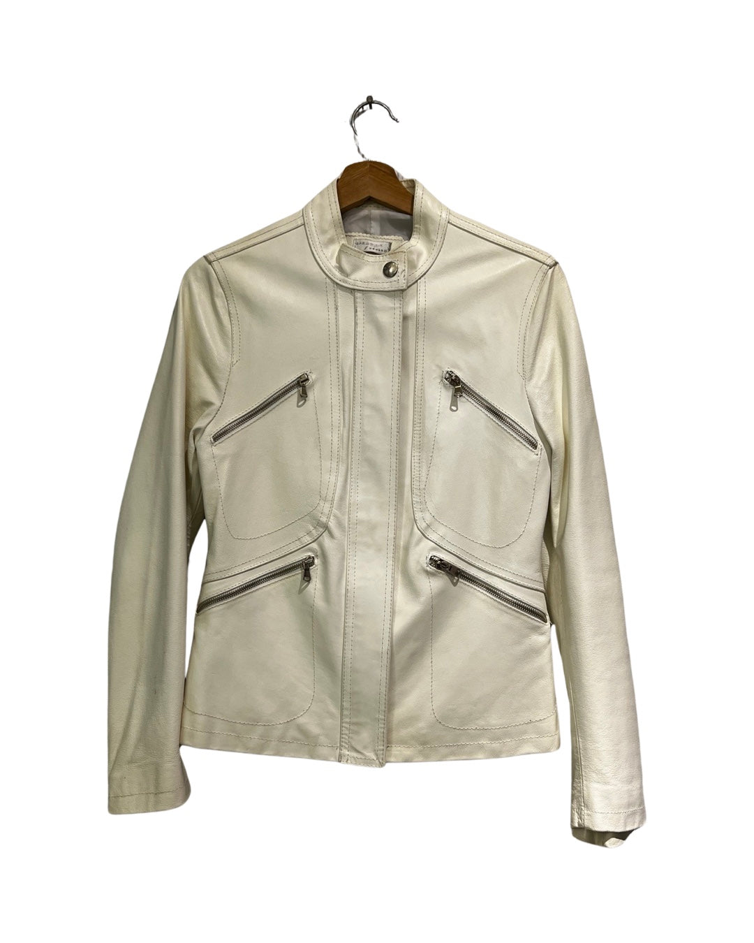 BJ 90s Specchio White Leather Jacket