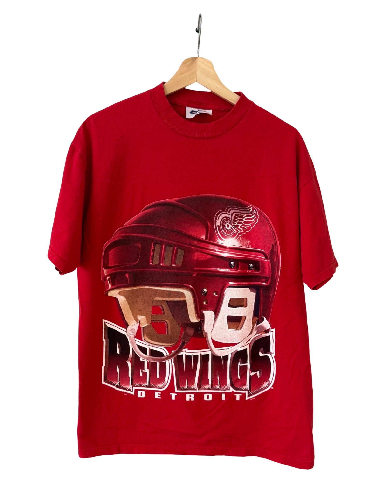 Vintage 90s Detroit Red Wings NHL Helmet Promo Tee
