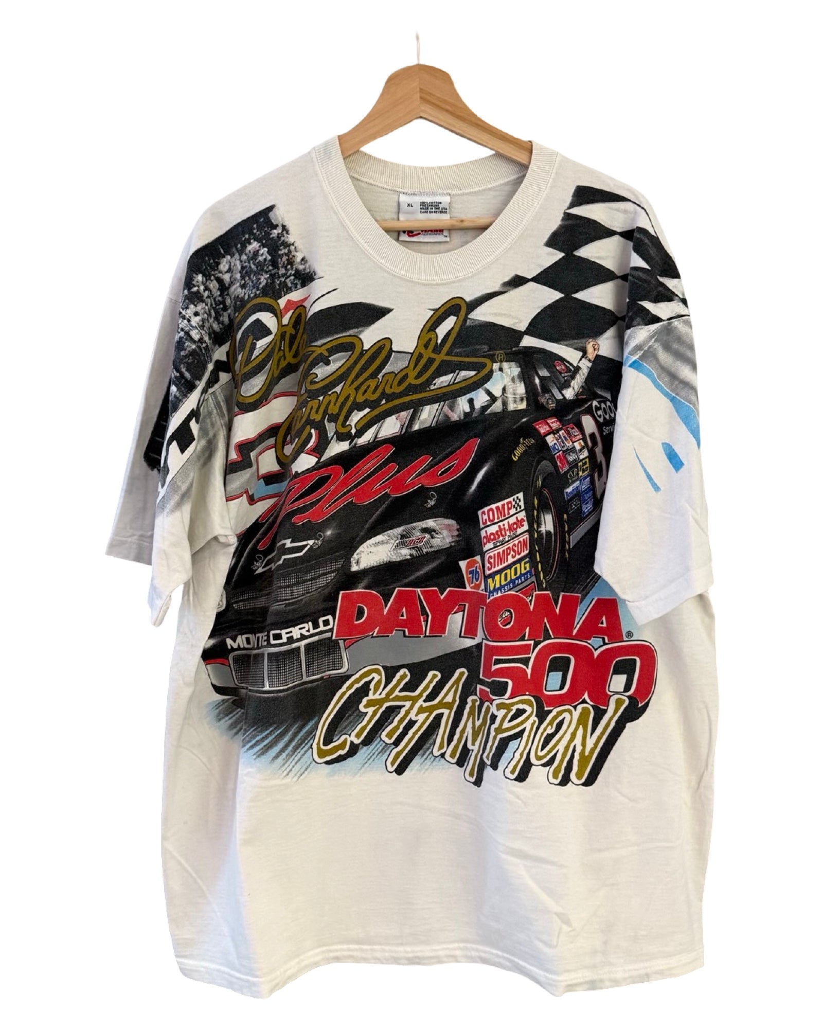 Vintage 1998 Nascar Dale Earnhardt Daytona 500 All Over Print Tee
