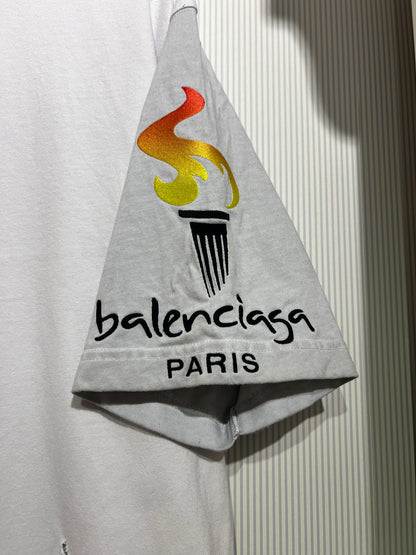 Archive Balenciaga Paris Upside Down Embroidered Patchwork Tee