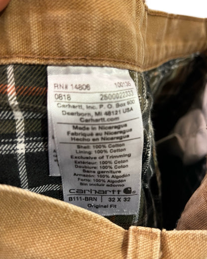32 x 32 Vintage Carhartt Tan Flannel Lined Pants