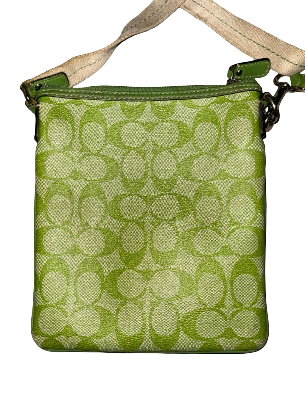 Vintage Coach Green Signature Monogram Sidebag