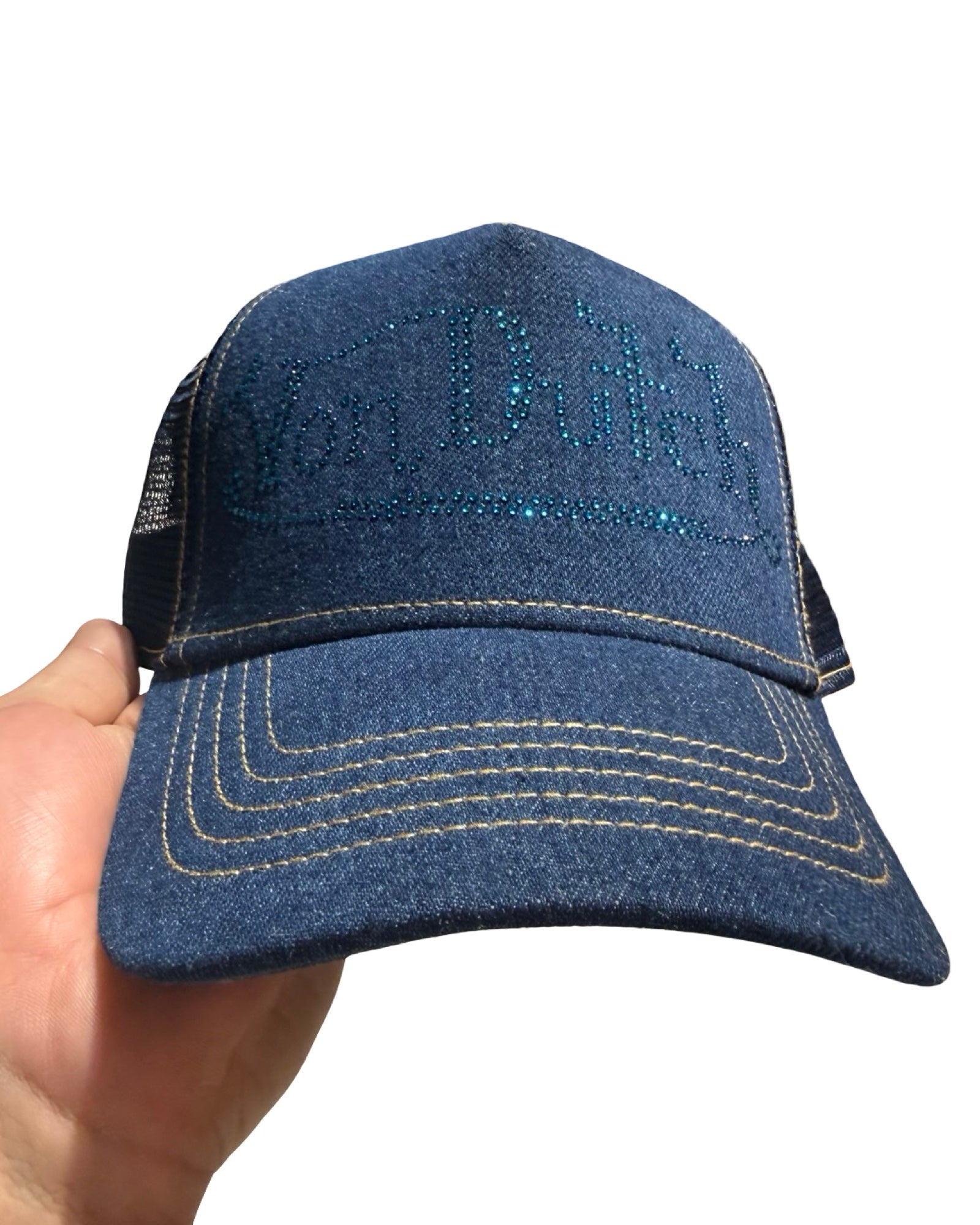 Von Dutch Denim Bedazzle Sample Trucker Hat