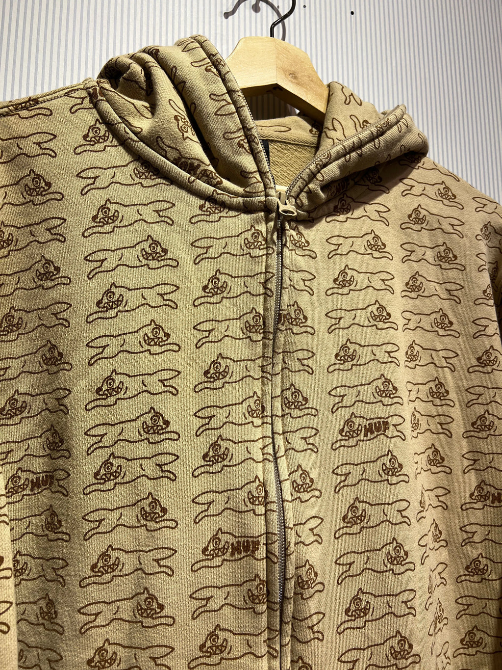 y2k BBC x HUF All Over Print Full Zip Up Hoodie KIF Vintage