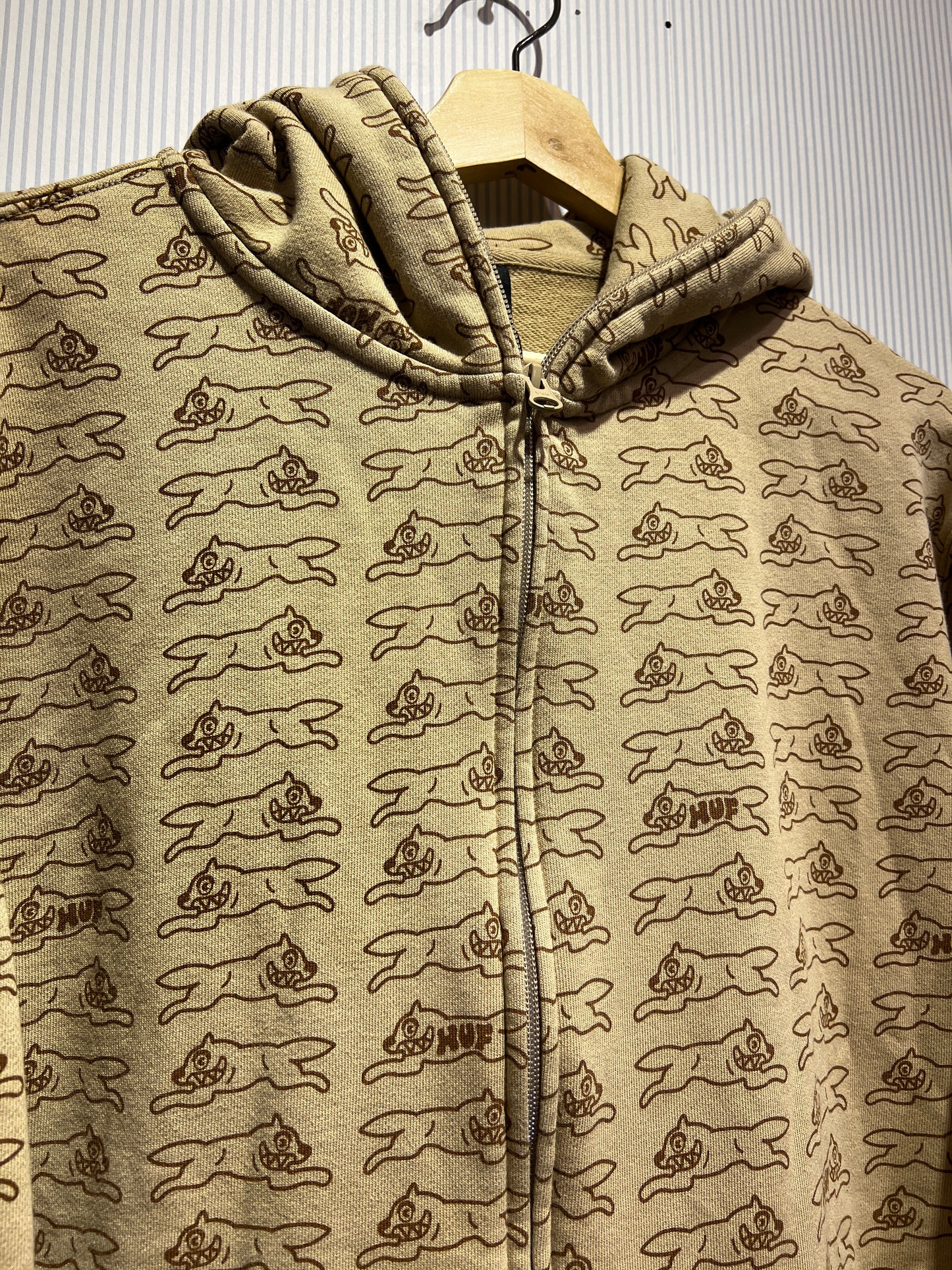 y2k BBC x HUF All Over Print Full Zip Up Hoodie