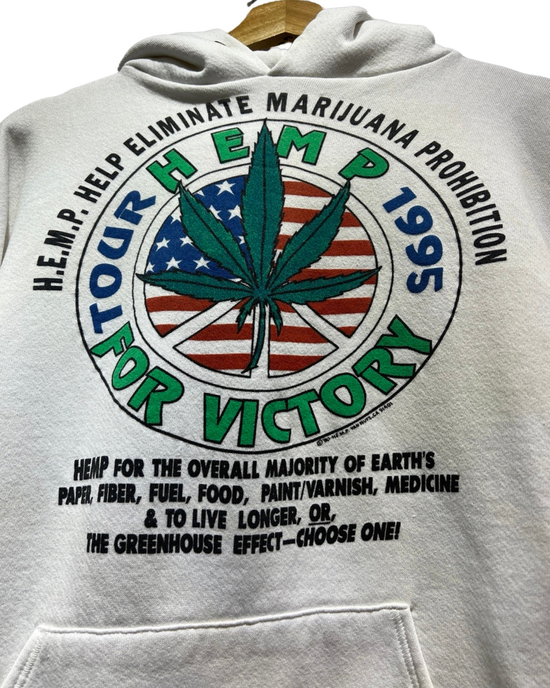 Vintage 1995 HEMP For Victory Marijuana Tour Hoodie