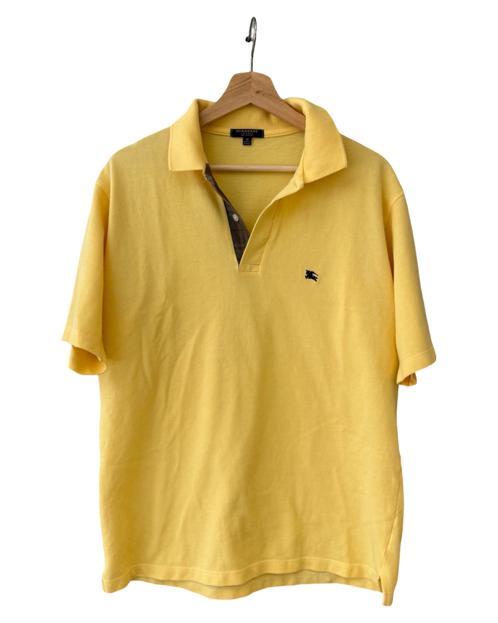 Vintage y2k Burberry London Check Yellow Polo Shirt