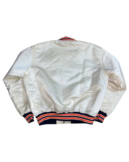 Vintage 90s Rare Detroit Tigers Cream Satin Diamond Starter Jacket